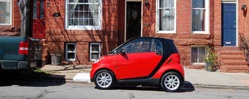 Smart Car on Riverside Ave in Baltimore