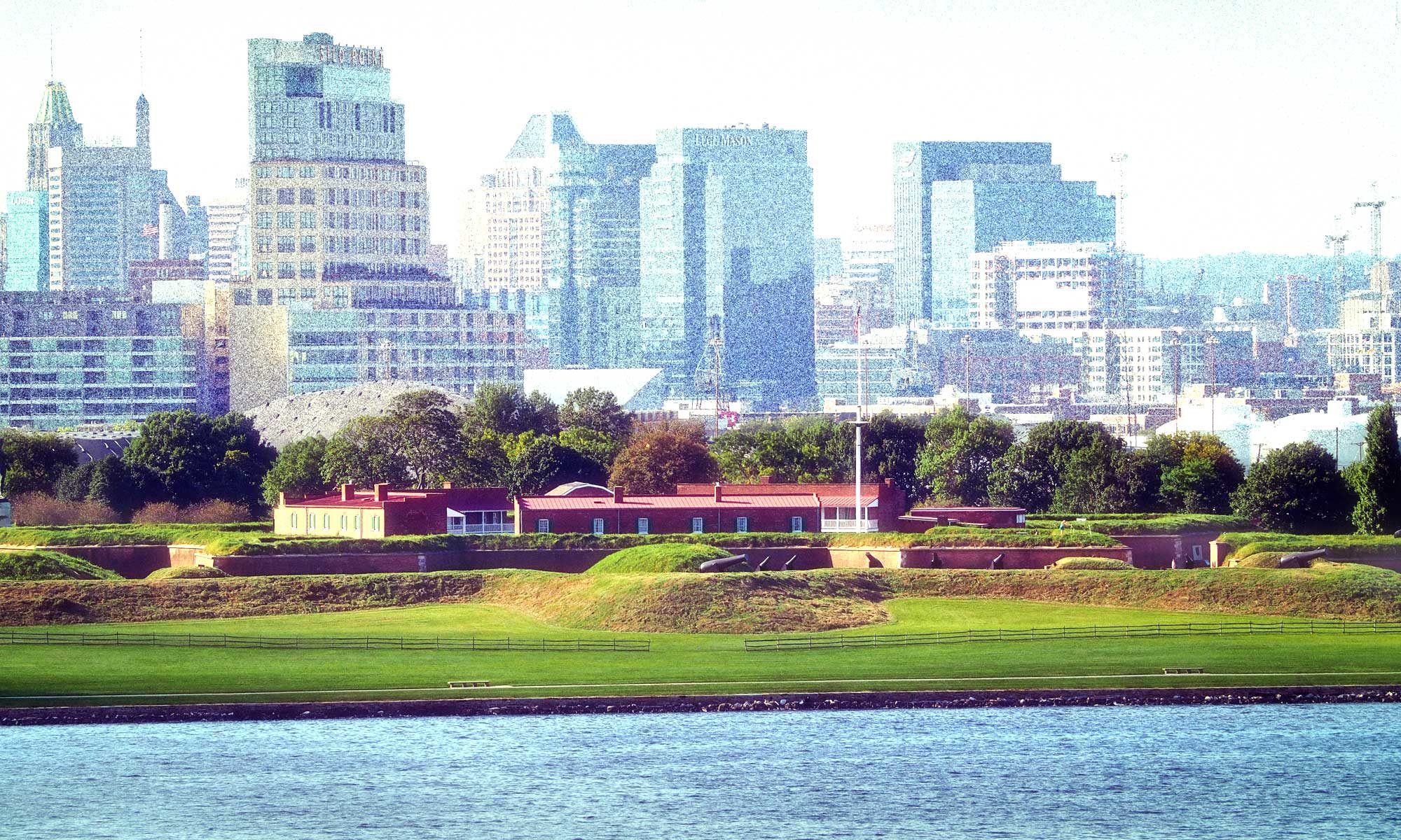 View of Fort McHenry with downtown Baltimore as a backdrop.